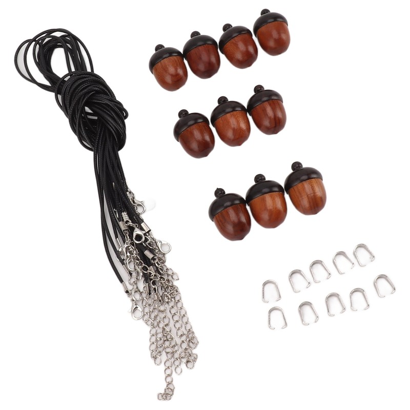 10PCS Wooden Nut Acorn Pendant Necklace Acorn Box Clasp Nylon