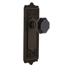 Nostalgic Warehouse 722342 Egg & Dart Plate Single Dummy Waldorf Black Door Knob in Oil-Rubbed Bronze