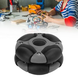 Omni Directional Wheel, Side Mobility Black Gray Load 2kg Omni Wheel 360 Rotating Nylon with Circular and Crossed Shaft Coupling for Robotic Competition