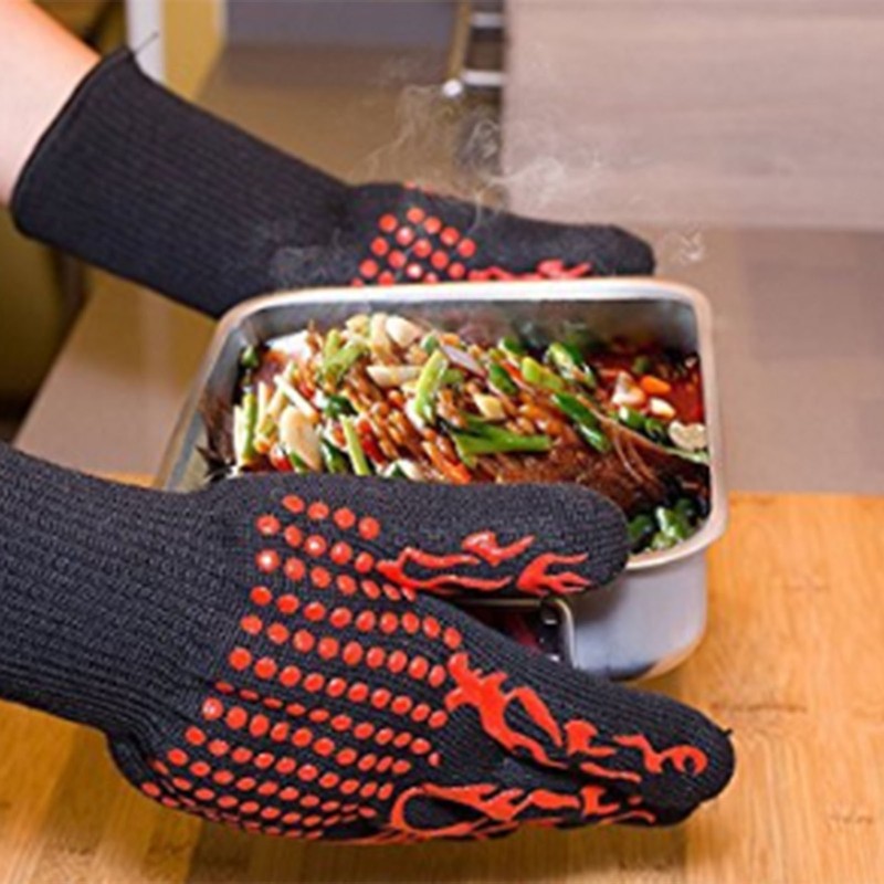 BBQ Gloves Heat Resistant Gloves Grilling Gloves Silicone Oven Gloves