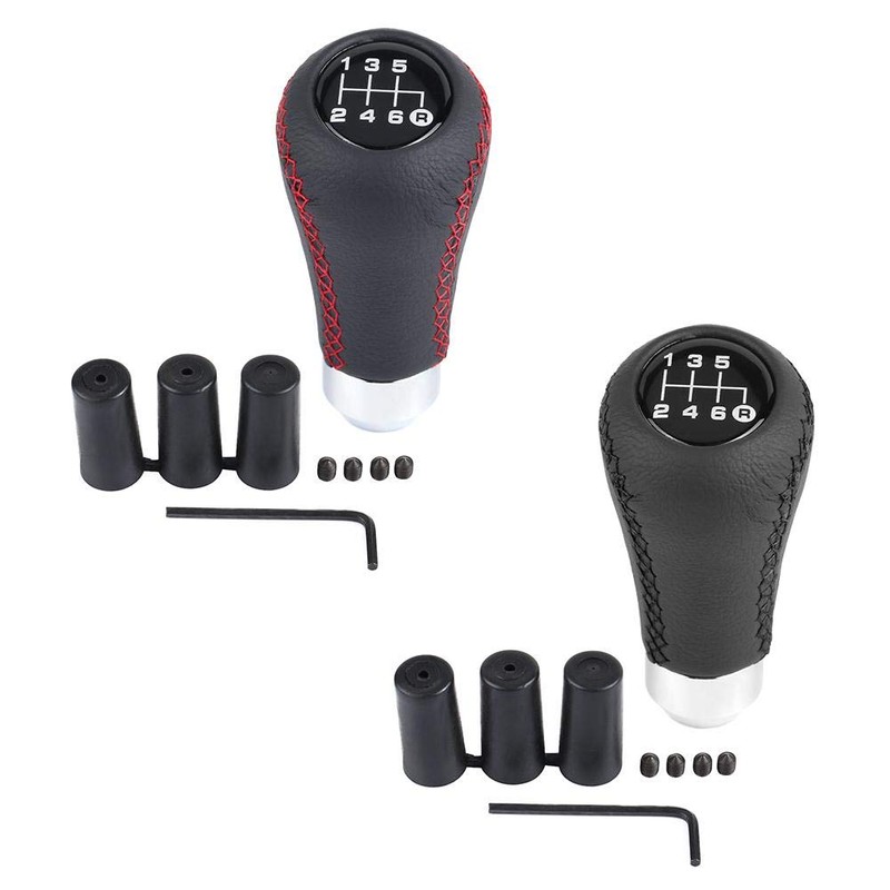 Gear Shift Knob 6 Speed, PU Leather Universal Car Auto/Manual