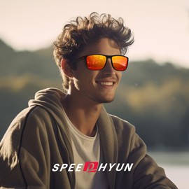 SPEEDHYUN Classic Men's Polarised Sunglasses Square Lightweight Sunglasses UV Protection Sports Cycling Glasses C755 (C12)