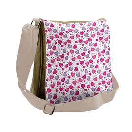 Lunarable Valentine Messenger Bag, Heart Shaped Candy Desing, Unisex Cross-body
