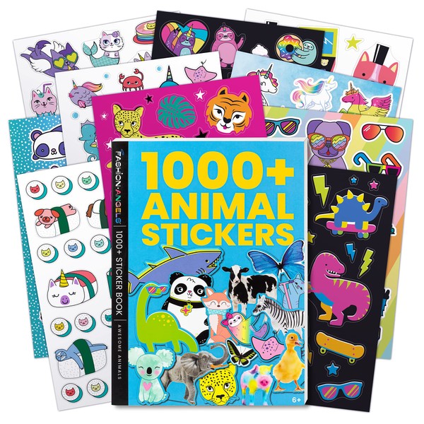 Fashion Angels 1000+ Animal Sticker Book - 40-Page Sticker Book For Kids - Over 1000 Stickers for Scrapbooking, Planner Decor, Gifts & Creative Play, Ages 6 and Up