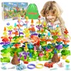 ROSEORGUN DIY Dinosaur World Flower Pretend Garden Building Blocks Stacking