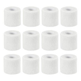 PATIKIL 2" x 177" Self Adhesive Bandage Wrap, 12 Pcs Elastic Self Breathable Self Adherent Wrap Tape for Stretch Athletic Sports Wrist Ankle Outdoor Tape, White