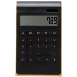 Ultra Thin Solar Calculator with Dual Power, Tilted LCD Display, Computer Button Design, 10 Digits, Compact Size for Home Office with Durable Materials (Black)