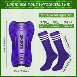 Chuarry 2 Pcs Soccer Shin Guards Girls with Soccer Socks Toddler Shin Guards Sport Protection Lightweight Gear Leg Protection for 3-15 Years Old Girls Boys Children Teens(S,Dark Purple，Rose Pink)