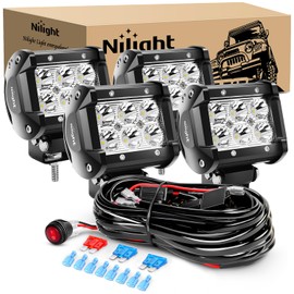 Nilight 4PCS 4 Inch 18W Spot Led Light Bars LED Work Lights Led Fog Lights Off Road Driving Lights with Off Road Wiring Harness