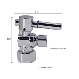 Westbrass R103BL-2-62 1/4-Turn Lever Handle Angle Stop Shut Off Valve, 1/2" IPS x 3/8" OD, Matte Black (2-Pack)