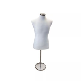 Unbranded Cream Coat Form & Neckblock Mannequin W/ Metal Stand, Adjustable Height 22"-43"