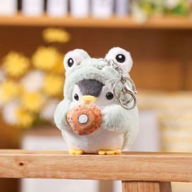 HICIVI Frog keychain Kawaii penguin stuffed animal keychain for men women backpack pendants frog penguin keychain plush 12cm