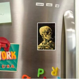 Vincent Van Gogh Skeleton Die Cut Glossy Fridge Magnet