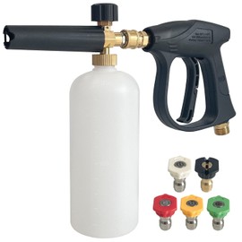 Sutekus High Pressure Washer Gun 4000 PSI Cannon Foam Blaster Power Washer 1L Car Wash Foam Cannon Kit with 5 Pressure Washer Nozzles