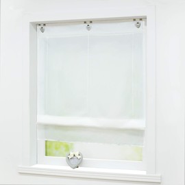 Joyswahl Hanna Voile Roman Blind with Hook Hanging, No Drilling Required, Single Colour Curtains