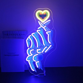 Gdbkabf Neon Sign, Hand Neon Signs for Wall Decor - Love LED Signs for Bedroom, Man Cave, Party, Club, Bars - USB Powered Light Up Sign Decorations