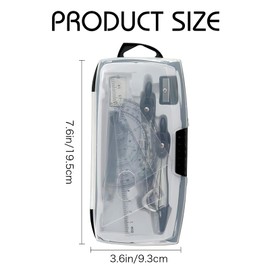 Maths Set, 10pcs Maths Set in Carry Case, Geometry Compasses Set, Arith Protractor Sets, for School and Home Education, Includes Rulers, Protractor, Compass, Pencil Lead Refills, Pencil, Eraser