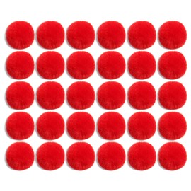 Pack of 30PCS Mini Small Faux Fur Balls Soft Pom Poms Beads with Elastic Loop 30mm Handmade DIY Crafts (3 cm,Red )