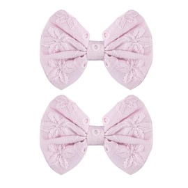 Pink Hair Bows Clips for Girls Small Bow-Knot Bows Alligator Clips Barrettes Cute Mini Pink Linen Bows for Toddlers Little Girls Hairpins Headwear for Birthday Party Festival 2 PCS
