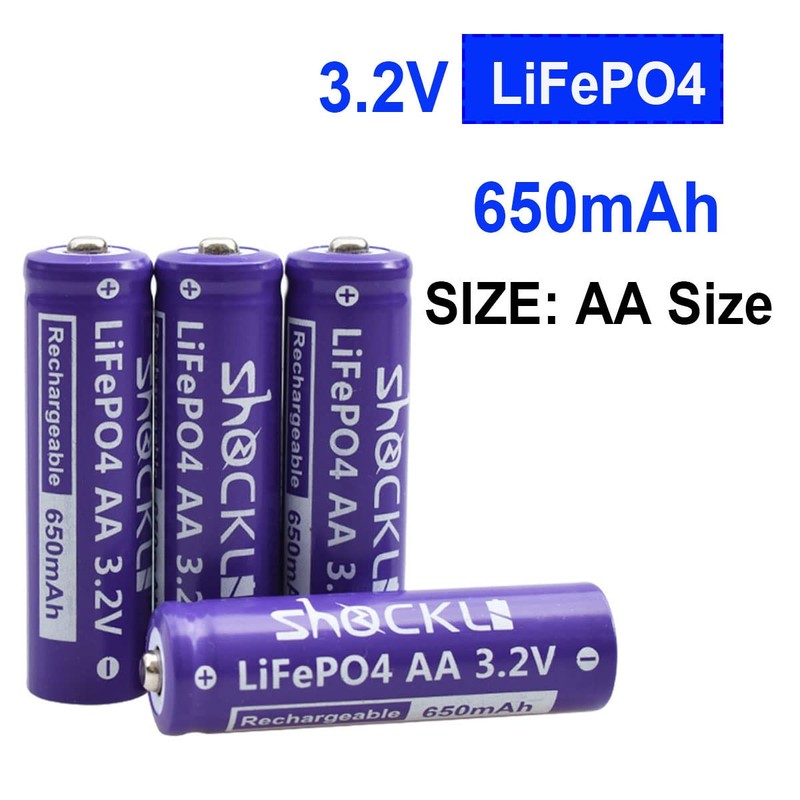 funkawa (8- Pack) Shockli AA 3.2 Volts LiFePo4 650mAh Rechargeable