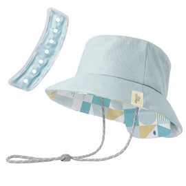Elecom HCC-H21BU Cool Hat Contact Cooling Feeling Heat Prevention Goods Ice Coordination Turquoise Blue x Yellow Oak