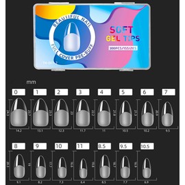 YIMART Press on Nails Short,300pcs Traceless Frosted ABS Artificial Nail Tips,NO Polishing Medium Design Matte Soft Gel Nail Tips for Extension Nail Salon (transparent, medium almond)