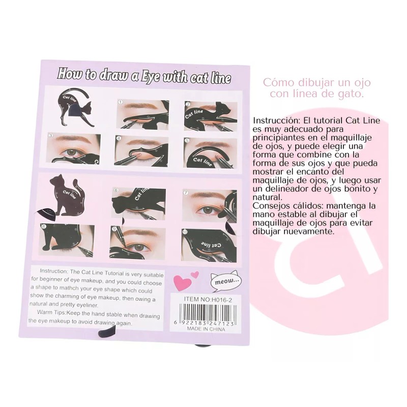 Bisutex Delineador Ojos Plantilla De Gato Para Delinear Ojos Color