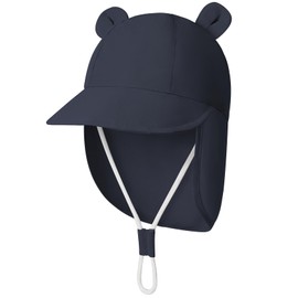 Durio Unisex Children's Peaked Cap with Neck Protection Baby Sun Hat UV SPF50+ with Ear Dream Design Toddler Summer Hat for Girls Boys, navy, 6-12 months