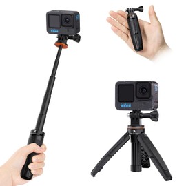 K&F Concept Mini Tripod, Selfie Stick, Selfie Stick, 12.6 inches (32 cm), Compact, Lightweight, Tabletop, Stable, 5 Levels, Freely Stretchable, 4.4 lbs (2 kg) Load Capacity Action Camera, For Go Pro,