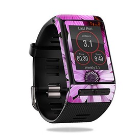 MightySkins Skin Compatible with Garmin Vivoactive HR - Purple Flowers | Protective, Durable, and Unique Vinyl Decal wrap Cover | Easy to Apply, Remove, and Change Styles | Made in The USA