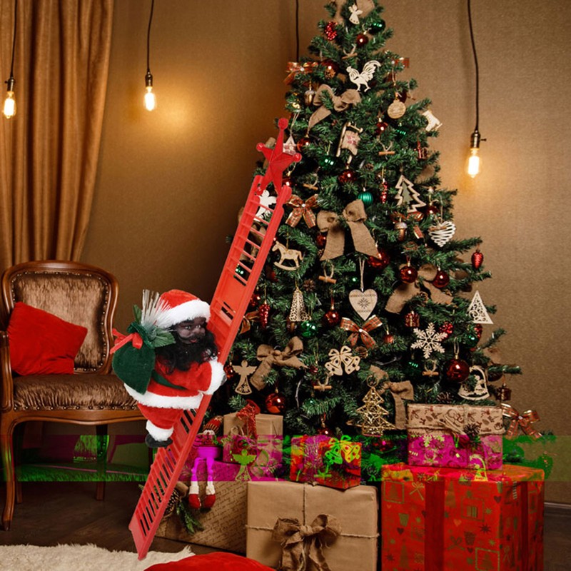Climbing Ladder Sant Red White Golden Electric Santa Climbing Ladder