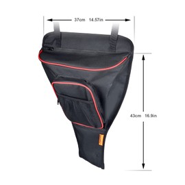 Sresk Center Seat Storage Bag Compatible with Polaris RZR XP 1000 Turbo S 800 900 570 RZR Accessories, UTV Cab Pack Storage Bag with Multiple Pockets (Red Piping)