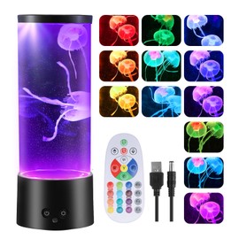 Jellyfish Lamp, Realistic Jelly Fish Lava Lamp Tank Aquarium Lamp with Remote Control, 17 Color Changing, 4 Modes Sensory Night Light for Home Bedroom Office Decor Relax Mood Light, Birthday Gift