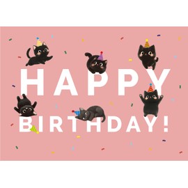Gooji Six Black Cats Funny Birthday Card - Cute 5x7 Cat Theme Birthday Cards for Women, Husband Wife Birthday Card, Perfect for Cat Lovers, Kids & Adults - Fun Card for Mom, Dad, Best Friend