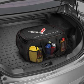 Smart Design Pop Up Trunk Organizer w/Easy Carry Handles, Side Pockets, & Zipper Top - 23 Inch - Durable Fabric Collapsible Design - Home Organization (Holds 50 lbs.) - Corvette