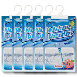 Wardrobe Moisture Absorber 5 Pack x 100 g, Hanging Dehumidifier with Fragrance, Moistureproof Desiccant Bag, Washrooms, Against Moisture, Anti-Mould, Deodorising Desiccant Bag