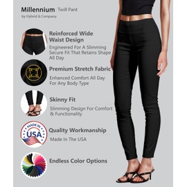 Hybrid & Company Women¡®s Super Comfy Ultra Stretch with Full Elastic Waist Pull On Millennium Twill Pants Black