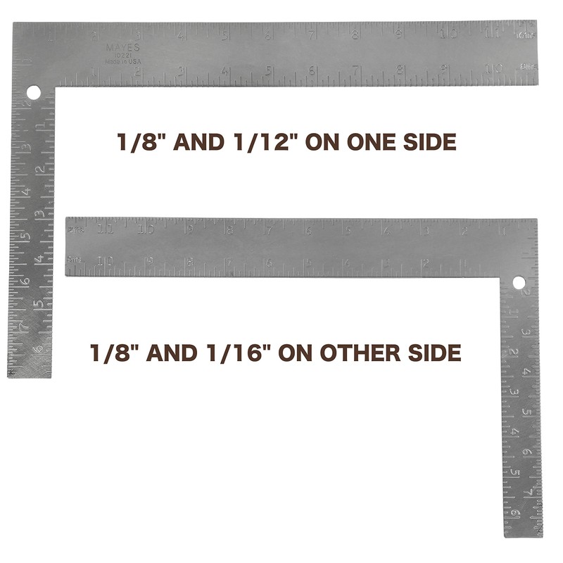 Mayes 10221 Steel Carpenter Square, Made in The USA 8"x12"