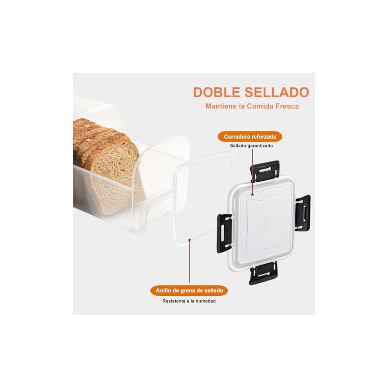 Caja para Pan con Bandeja, Contenedor para Pan con Tapa