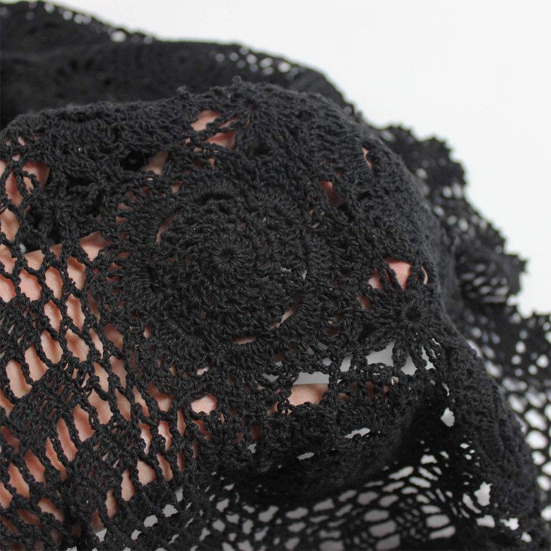 KEPSWET 100% Cotton Handmade Crochet Lace Oval Table Runner Black