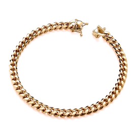 Old English Jewellers 9ct Yellow Gold on Silver Men's 8.75 inch Cuban Curb Bracelet Box Clasp