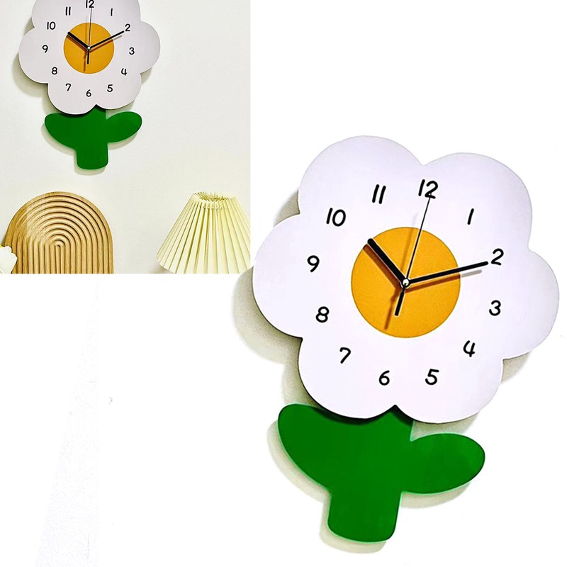 Flower Shaped Wall Clocks for Kids Cartoon Cute Exquisite Silent