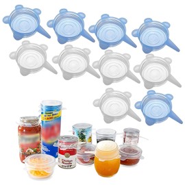 Adpartner Silicone Can Lids (10 Pack, All 2.6'' Diameter), Reusable Silicone Stretch Lids for Pet Food Cans, BPA-free Seal Can Covers for Yogurt Jars Soda Regular Mason Jars Canned Pet Foods