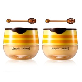 2 Pcs Lip Balm Honey Pot, Moisturizing Restors Moisture Bee Lip Mask for Dry Lips Lip Mask.(Honey)