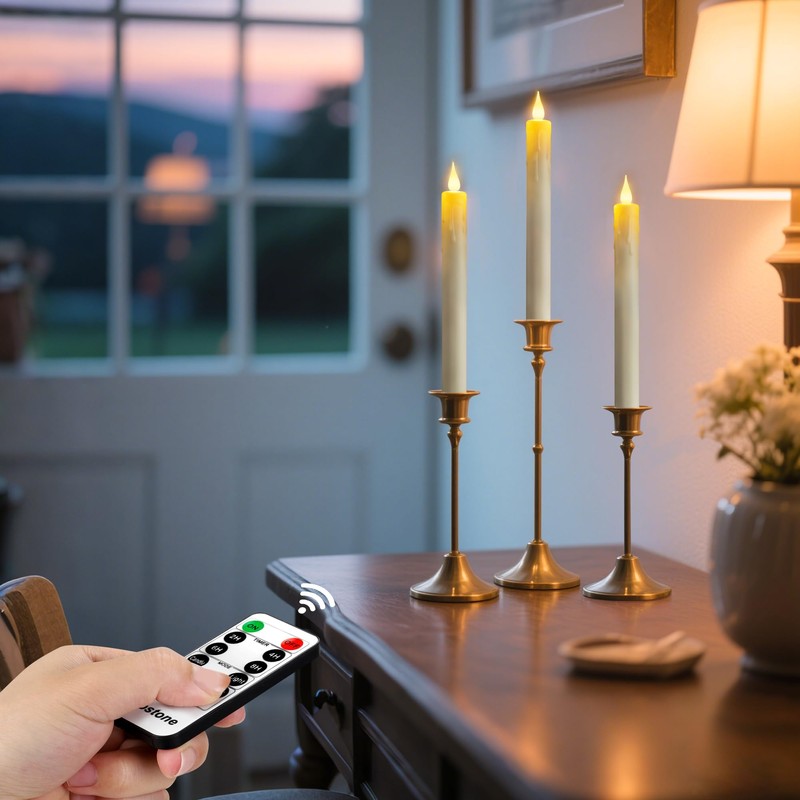 Topstone 6 pcs LED Taper Candles with Remote Control,Timer,Dimmer,Flameless Battery