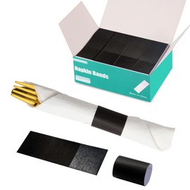 XINGYUNDEL Paper Napkin Bands (Black Box of 2000), Napkin Rings Self Adhesive,Silverware Wraps Bands,XY-20002