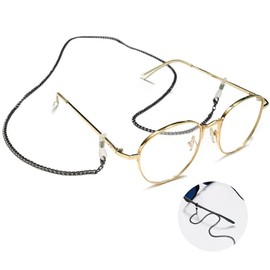 Glasses Chain for Women Men - Sunglasses String Face Mask Holder Lanyard Curb Chain Necklace, Anti-lost Strap for Glasses Retainer, Black