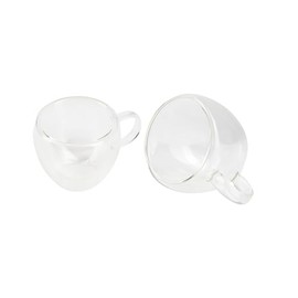 BERGNER - Set mit 2 Bechern à 100 ml, doppelwandig - Borosilikat - Für Kaffee- und Teeliebhaber - Leicht zu waschen - Mikrowellen- und spülmaschinenfest