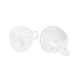 BERGNER - Set mit 2 Bechern à 100 ml, doppelwandig - Borosilikat - Für Kaffee- und Teeliebhaber - Leicht zu waschen - Mikrowellen- und spülmaschinenfest