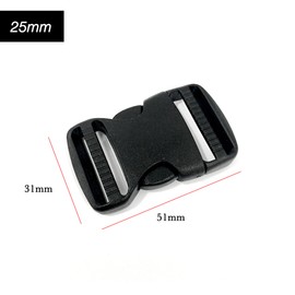 Generic 25mm Military-Grade Quick-Release Black Plastic Buckles - No-Sew Heavy Duty Adjustable Clips for Bag Straps, Cord Fasteners & Webbing - Perfect for Backpacks - 2 Pack (Strap Width - 25mm)